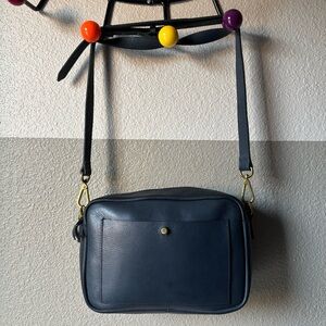 Madewell Dark Blue Crossbody Bag with Gold Accents